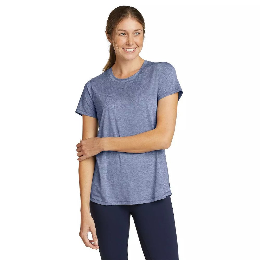 NWT Eddie Bauer Women's Active Crew Neck Everyday T-Shirt Blue Sz M $40 JK662
